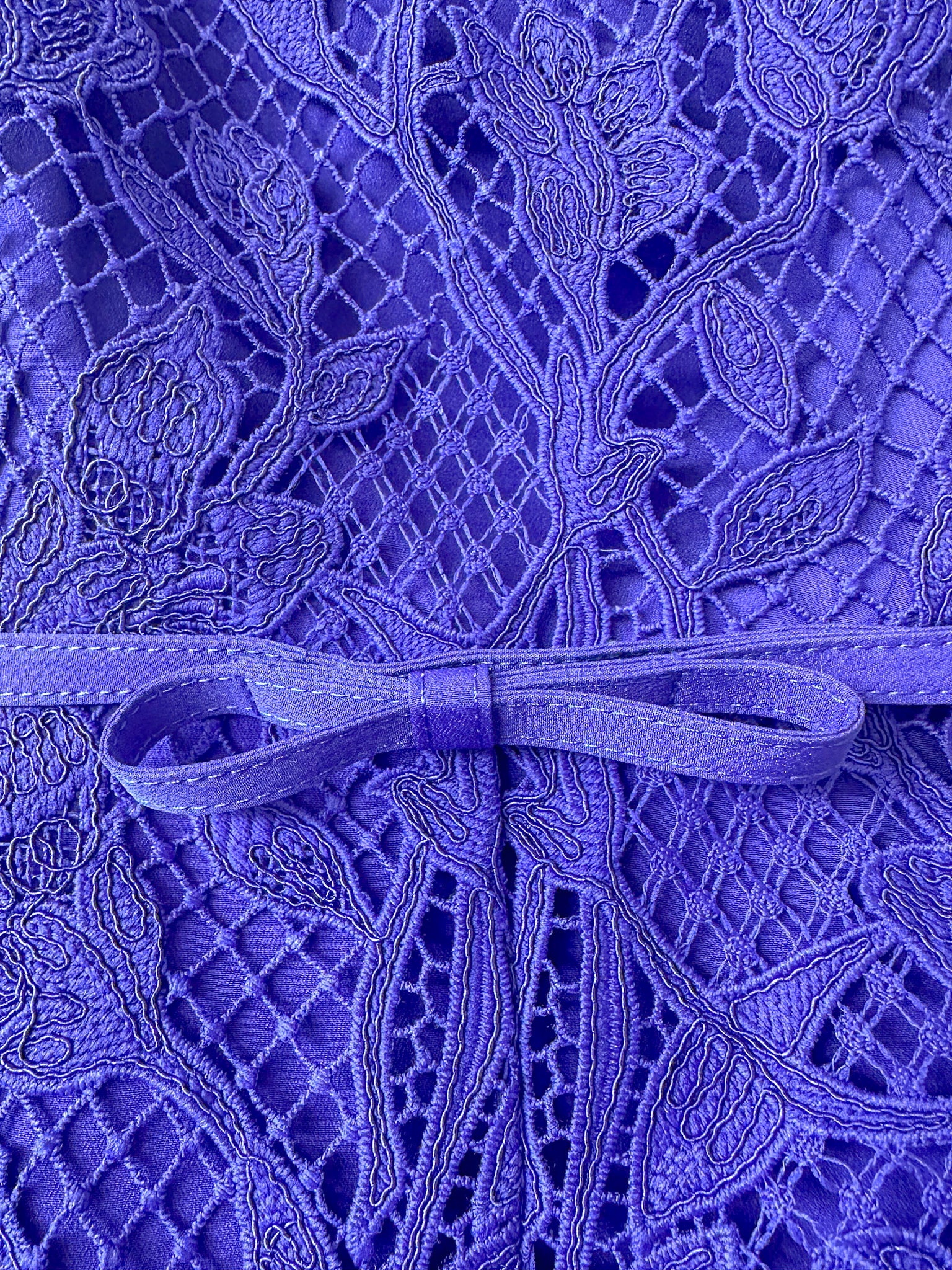 Self-Portrait Cobalt Blue Lace Belted Midi Dress
