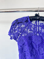 Self-Portrait Cobalt Blue Lace Belted Midi Dress