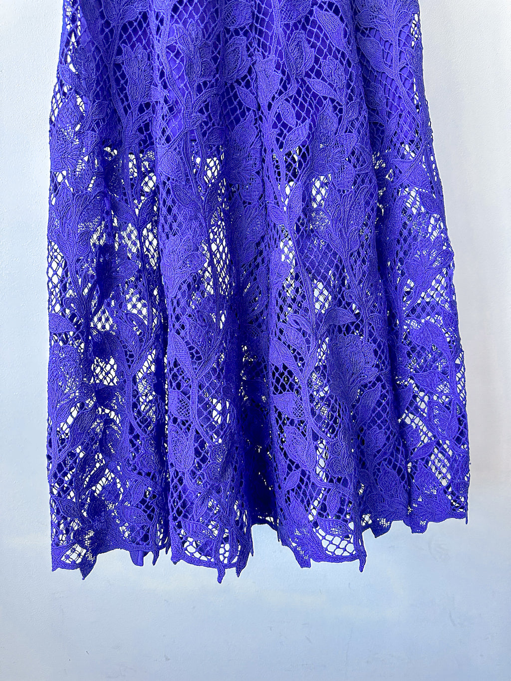 Self-Portrait Cobalt Blue Lace Belted Midi Dress