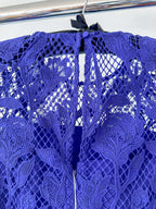 Self-Portrait Cobalt Blue Lace Belted Midi Dress