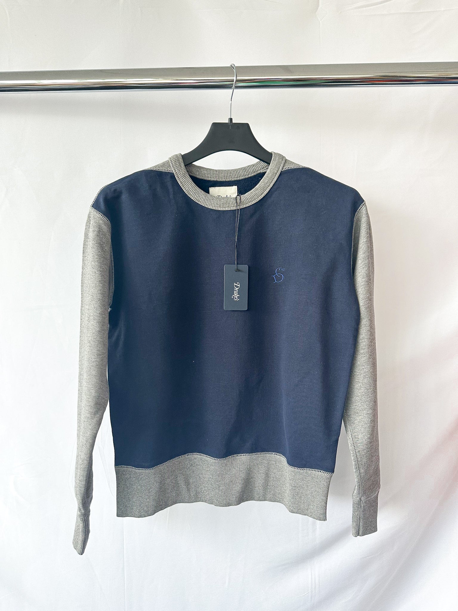 Moletom Drake's Navy and Grey Contrast Body Sweatshirt