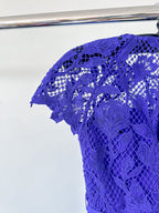Self-Portrait Cobalt Blue Lace Belted Midi Dress