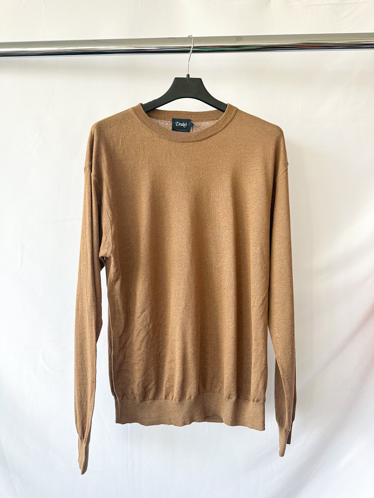 Drake's – Leichter Pullover aus Leinen-Baumwoll-Mischgewebe in Rosa