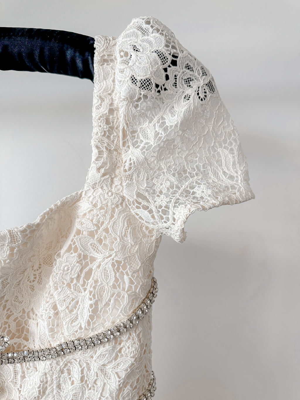 Self-Portrait Cream Lace Diamante Bow Midi Dress