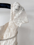 Self-Portrait Cream Lace Diamante Bow Midi Dress
