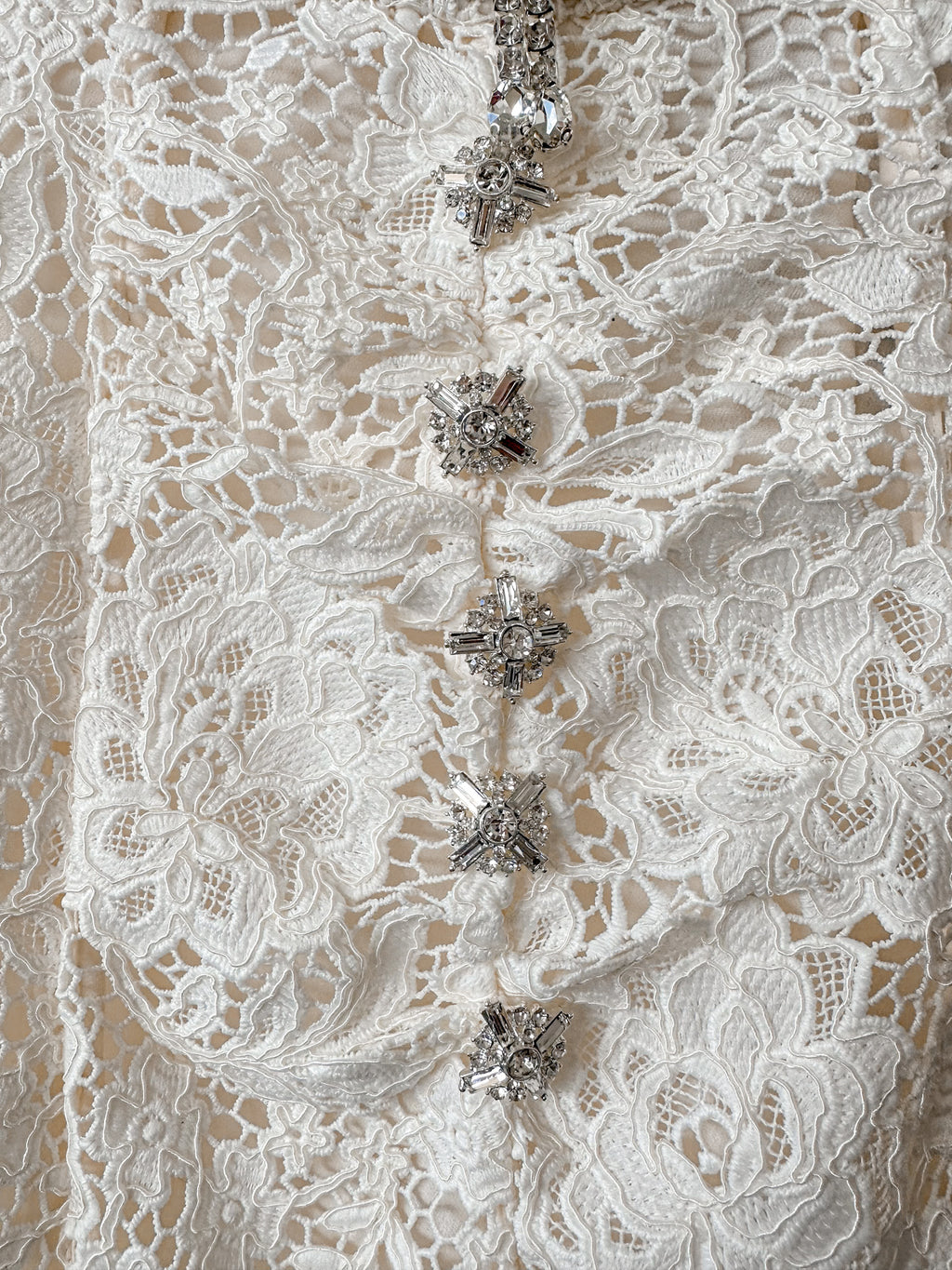 Self-Portrait Cream Lace Diamante Bow Midi Dress