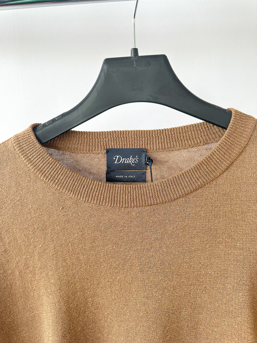 Drake's Linen Cotton Blend Lightweight Sweater In Brown