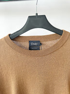 Drake's Linen Cotton Blend Lightweight Sweater In Brown