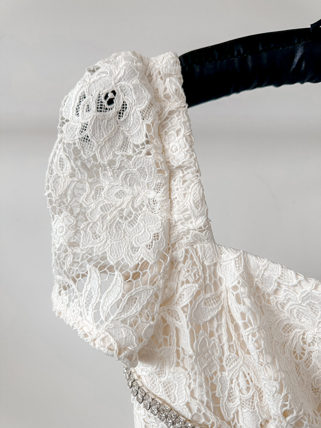 Self-Portrait Cream Lace Diamante Bow Midi Dress