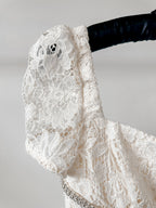 Self-Portrait Cream Lace Diamante Bow Midi Dress
