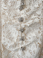 Self-Portrait Cream Lace Diamante Bow Midi Dress