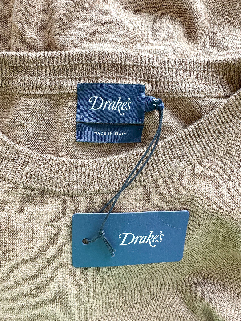 Drake's Linen Cotton Blend Lightweight Sweater In Brown