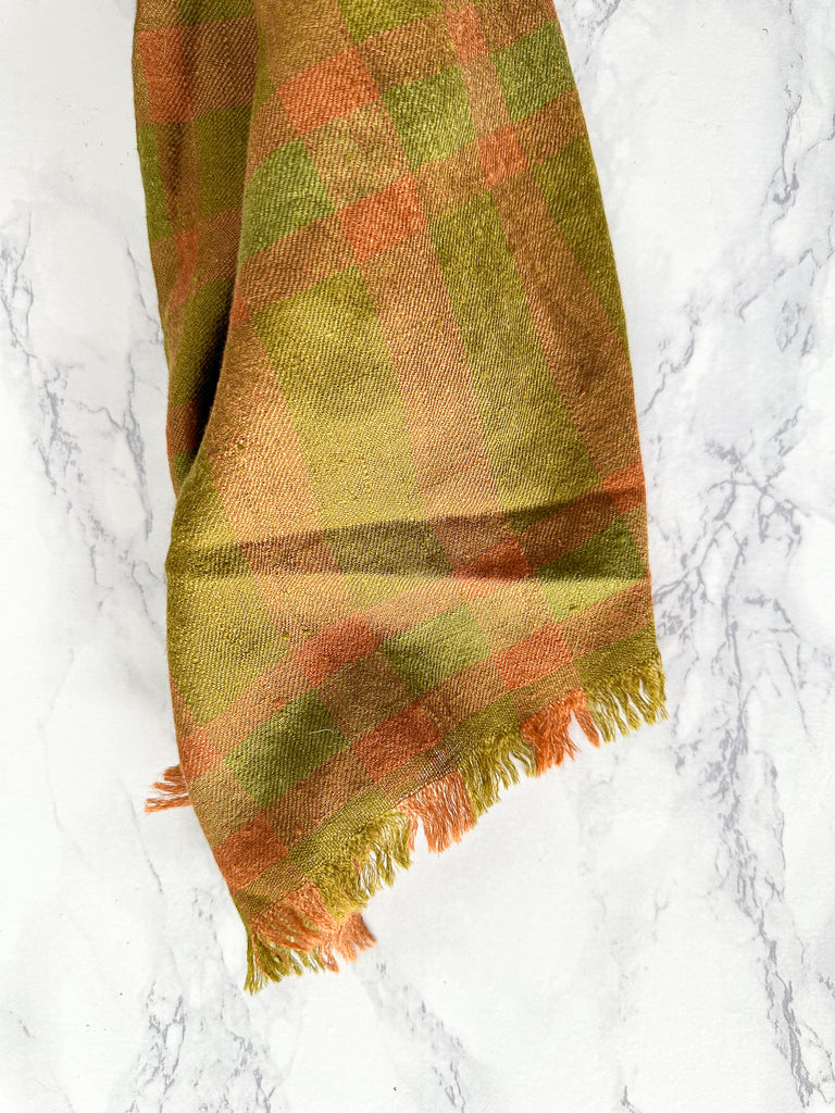 Drake's Cashmere Scarf In Dark Orange Olive Green Extra Large - House Of Huntington