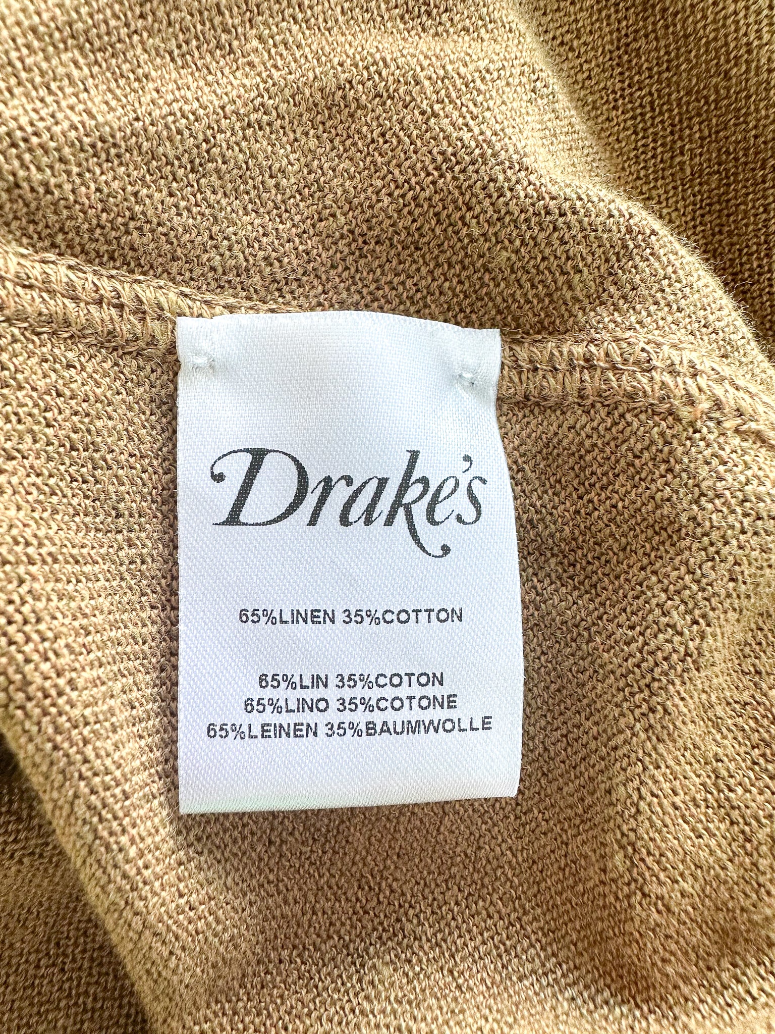 Drake's Linen Cotton Blend Lightweight Sweater In Brown
