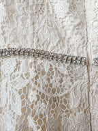 Self-Portrait Cream Lace Diamante Bow Midi Dress