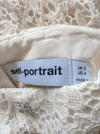 Self-Portrait Cream Lace Diamante Bow Midi Dress