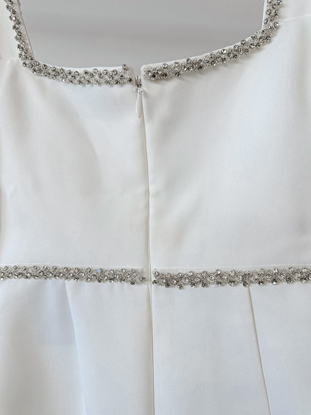 Self-Portrait White Bonded Crepe Long Sleeve Mini Dress
