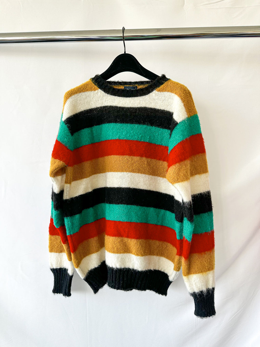 Drake's Shetland Jumper In Multi Coloured Stripe