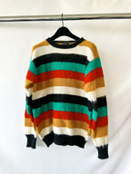 Drake's Shetland Jumper In Multi Coloured Stripe