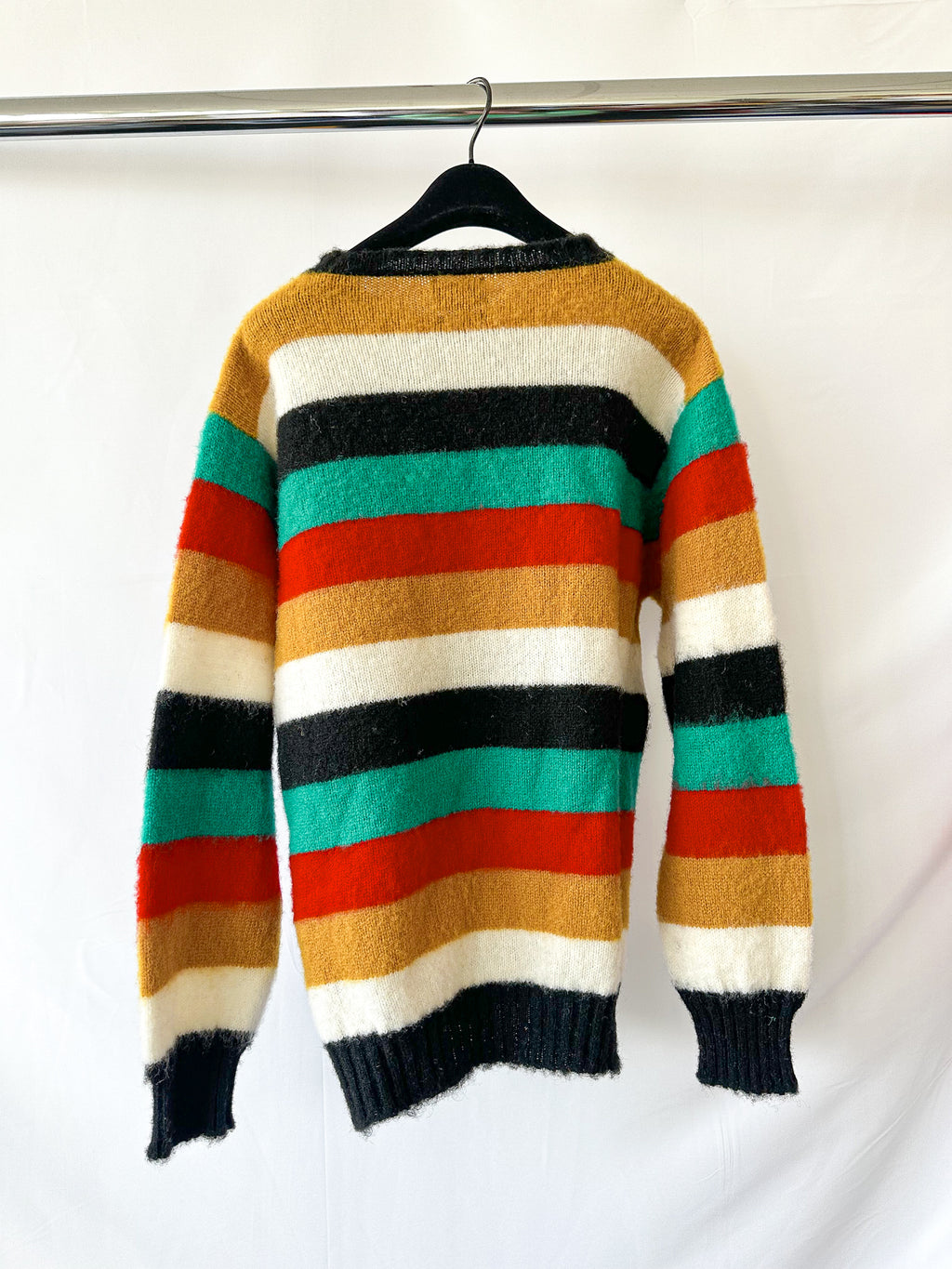Drake's Shetland Jumper In Multi Coloured Stripe back