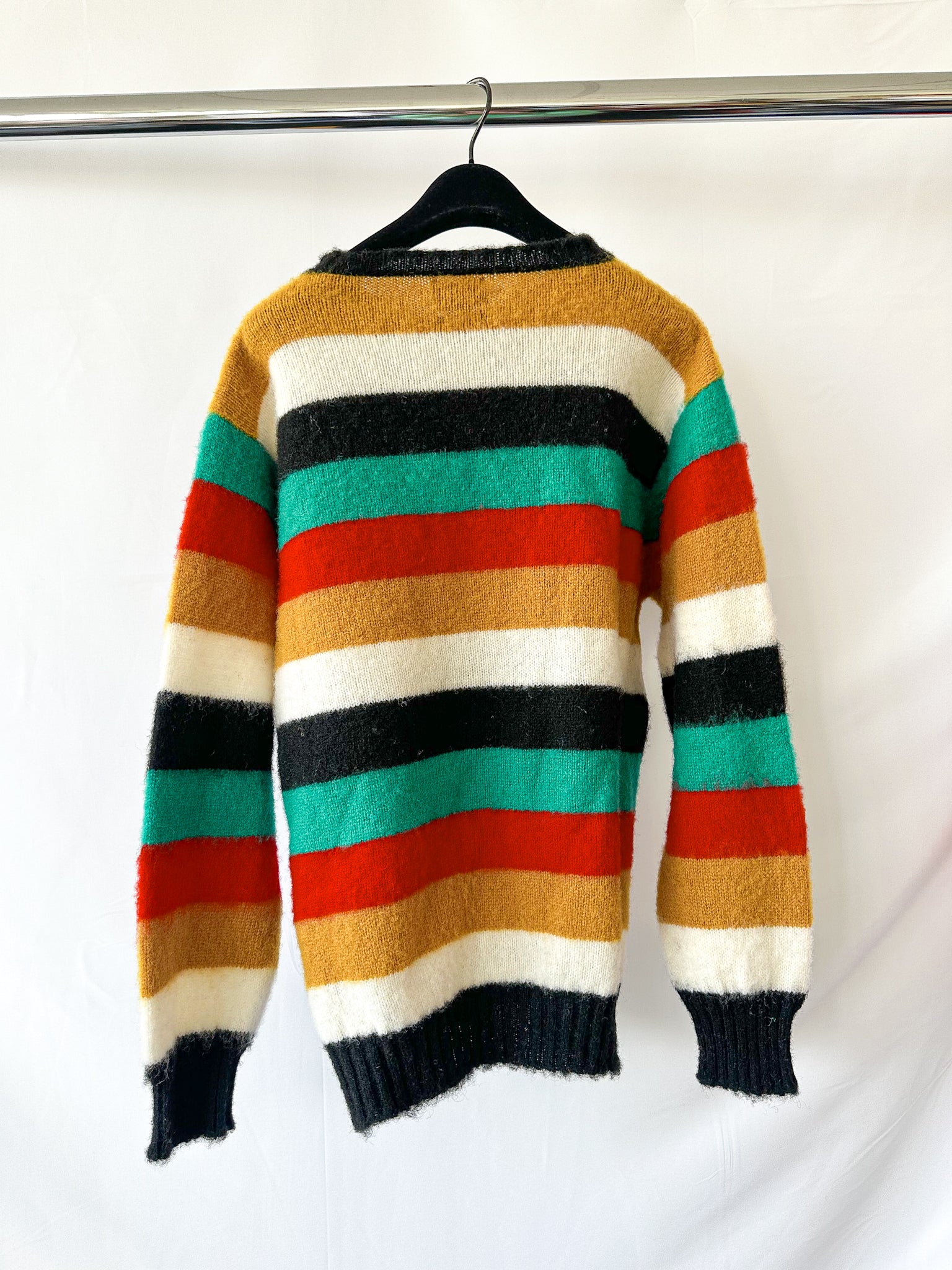 Drake's Shetland Jumper In Multi Coloured Stripe back