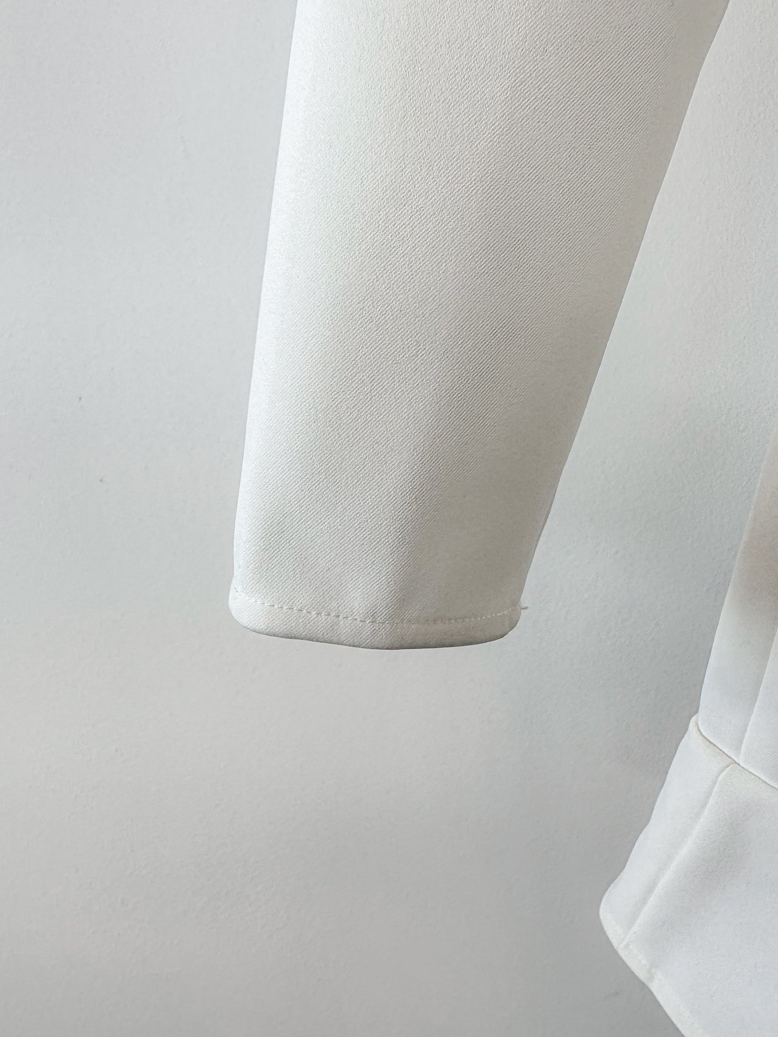 Self-Portrait White Bonded Crepe Long Sleeve Mini Dress