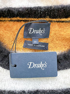 Drake's Shetland Jumper In Multi Coloured Stripe tag