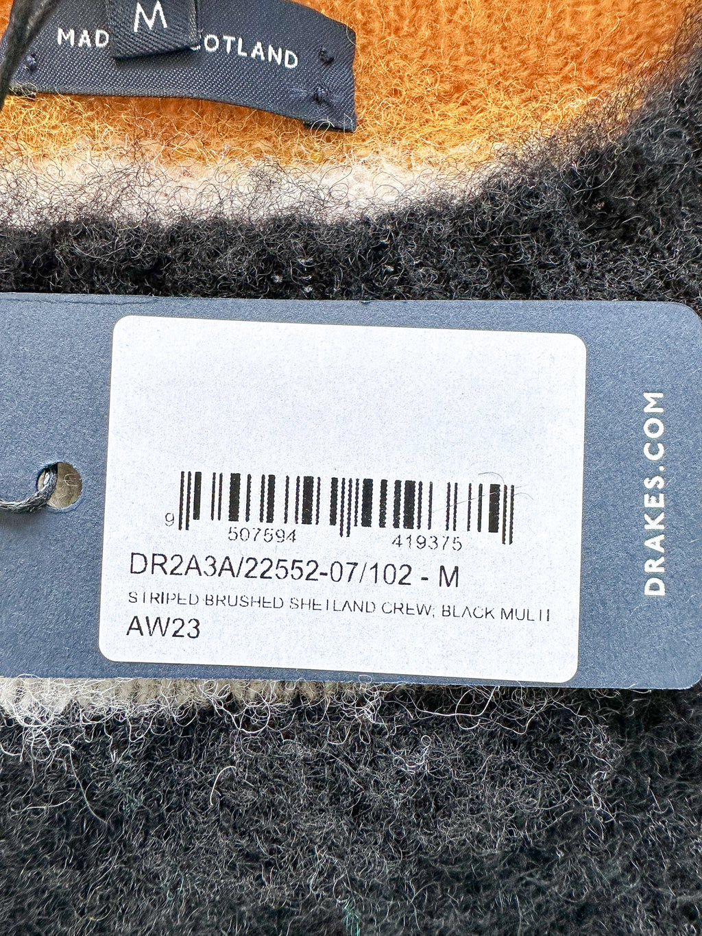 Drake's – Shetland-Pullover mit mehrfarbigen Streifen