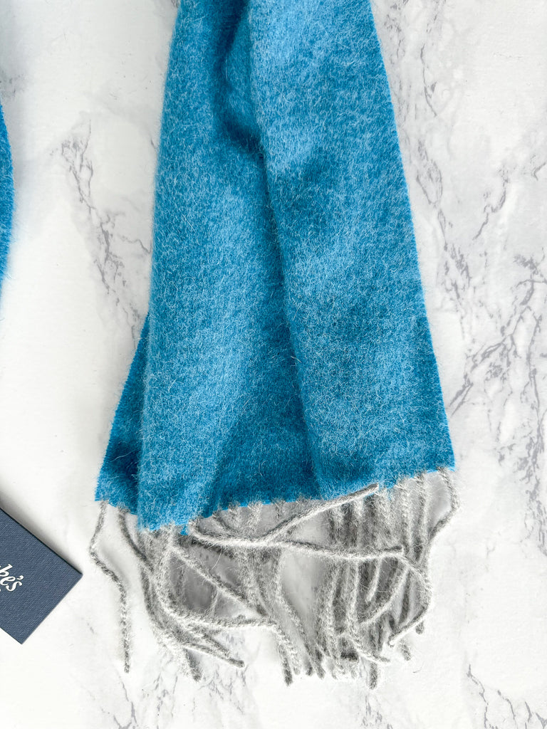 Drake's Turquoise Blue Lambswool Angora Scarf - House Of Huntington