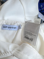 Self-Portrait White Bonded Crepe Long Sleeve Mini Dress