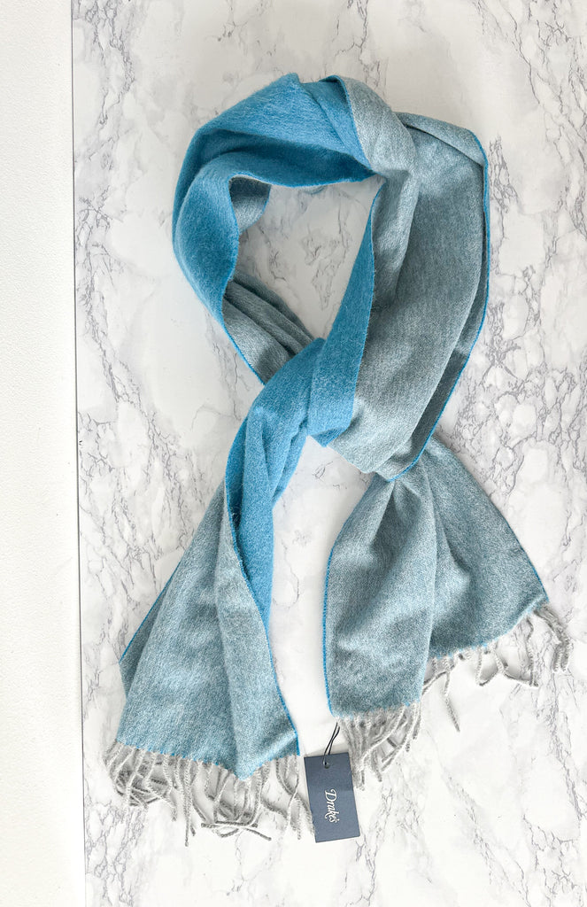 Drake's Turquoise Blue Lambswool Angora Scarf - House Of Huntington