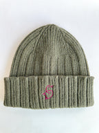 Drake's Olive Green Lambswool Angora Beanie Hat