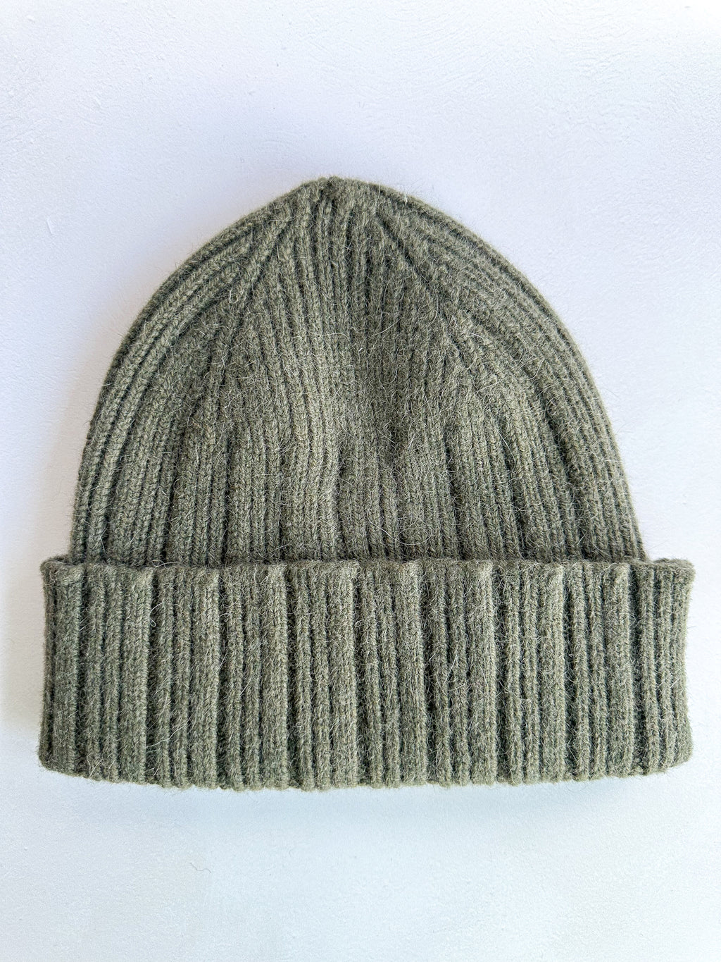 Drake's Olive Green Lambswool Angora Beanie Hat