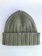 Drake's Olive Green Lambswool Angora Beanie Hat