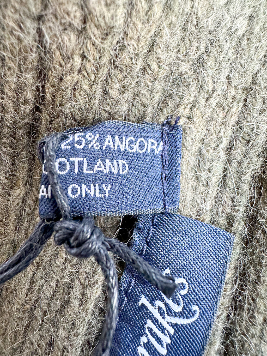 Drake's Olive Green Lambswool Angora Beanie Hat