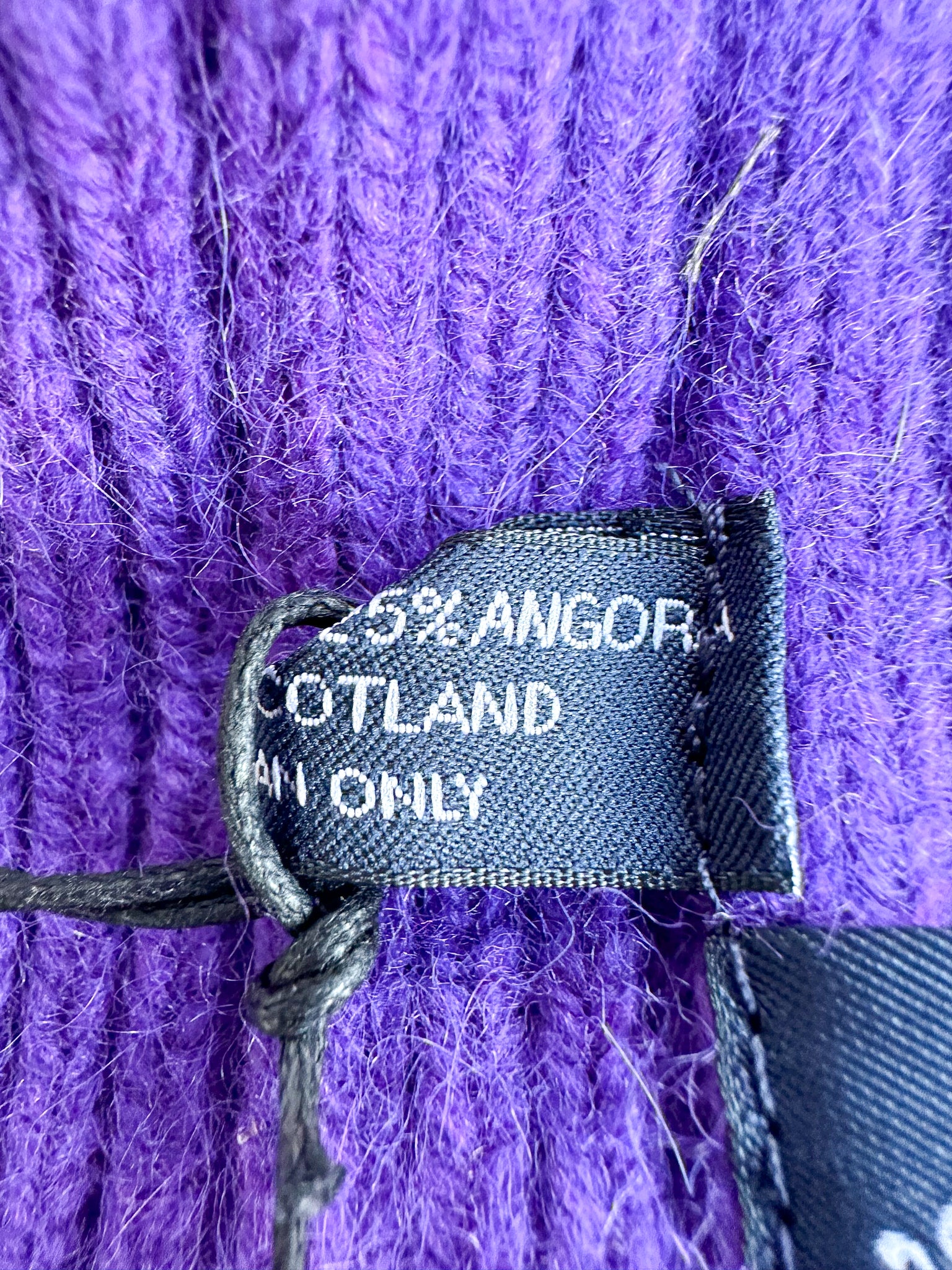 Drake's Purple Lambswool Angora Beanie Hat