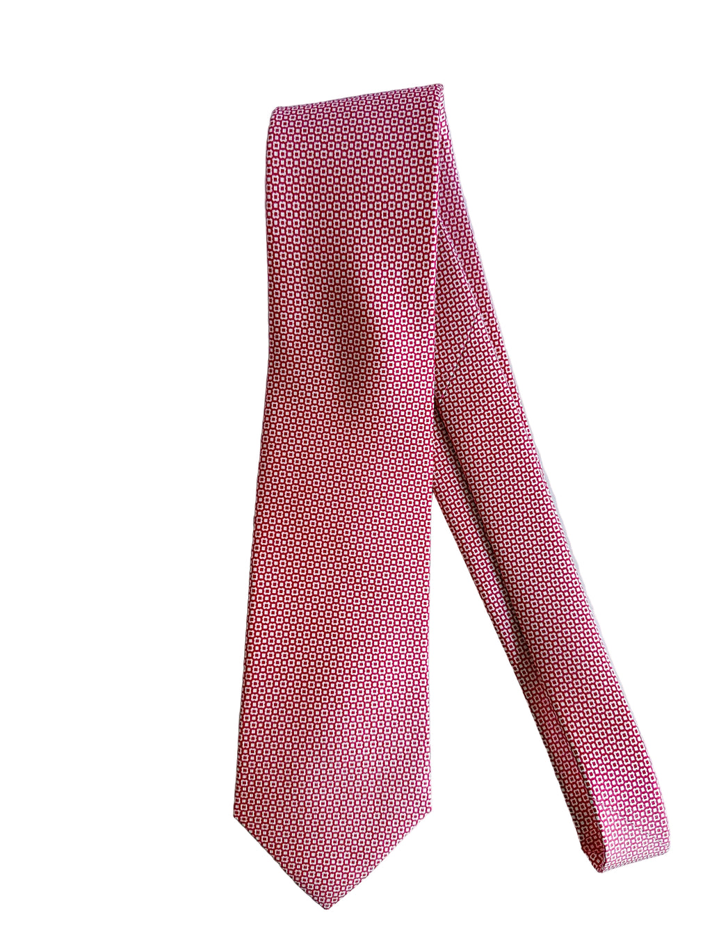 Drake's Pink White Floral Silk Tie