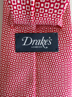 Drake's Pink White Floral Silk Tie