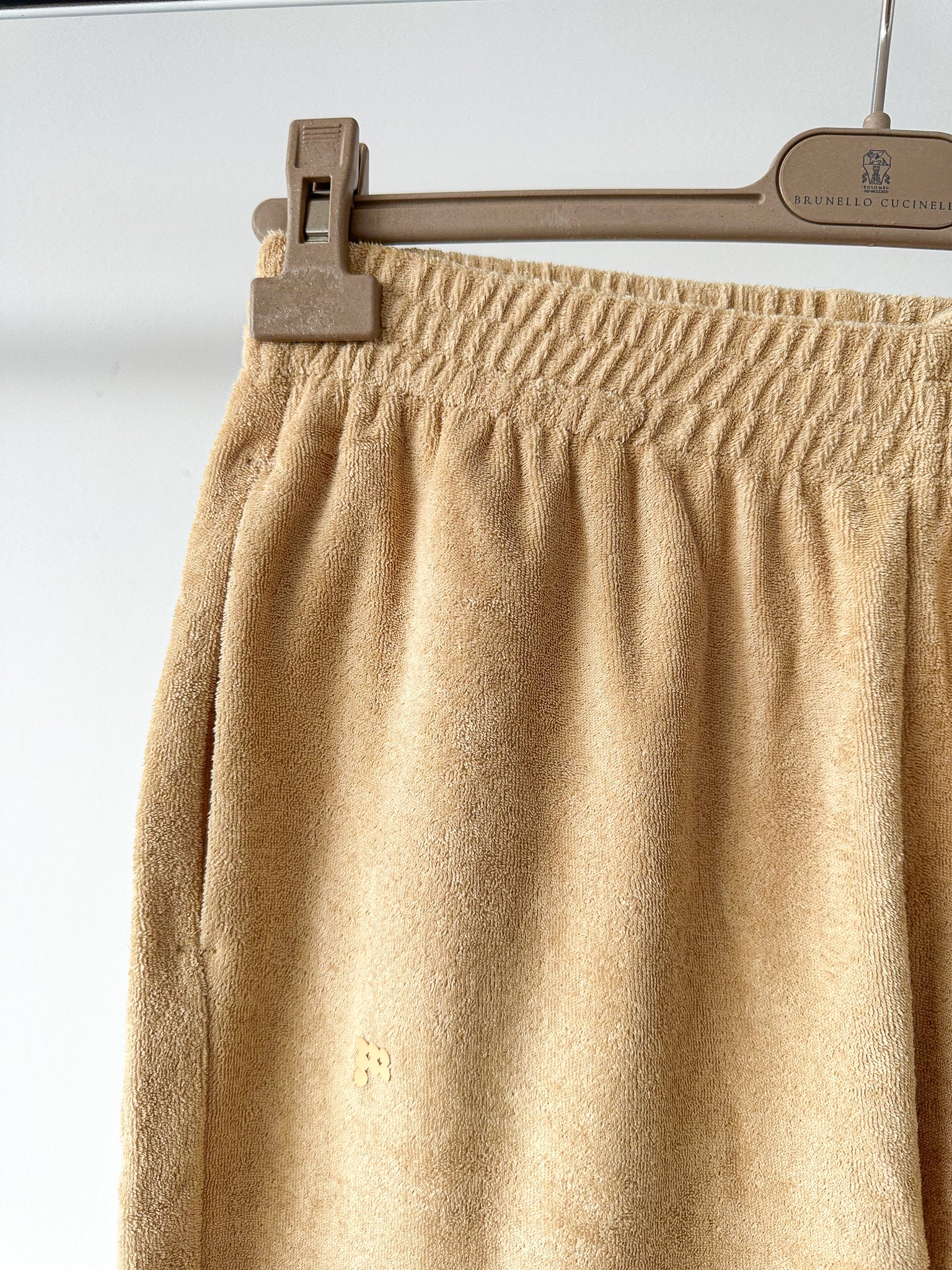 Pangaia Terry Cloth Toweling Beige Long Shorts