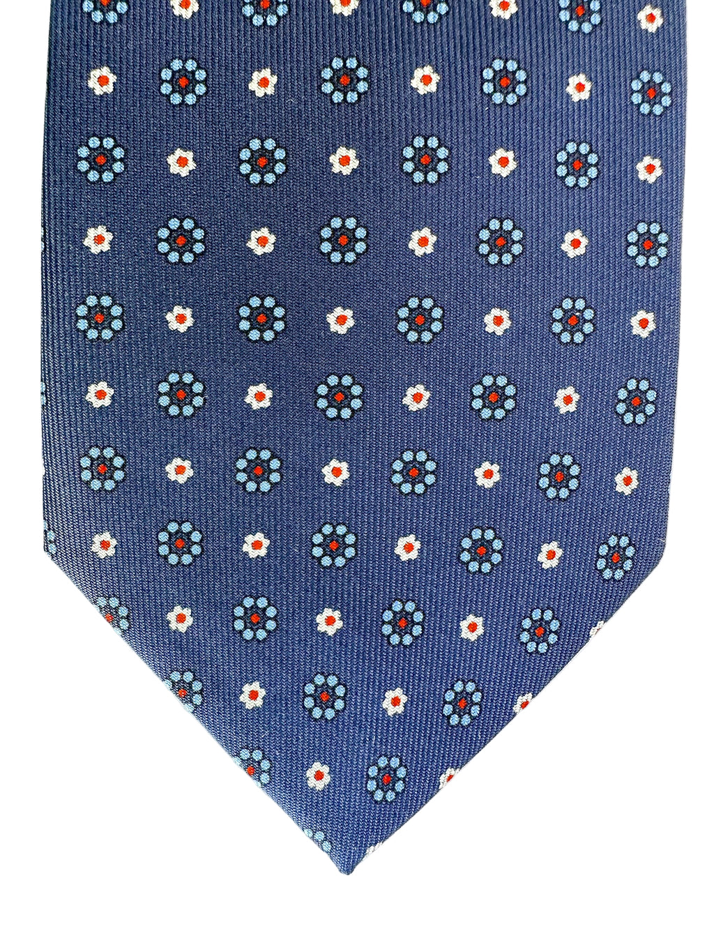 Drake's Marineblaue Seidenkrawatte mit Gänseblümchenmuster