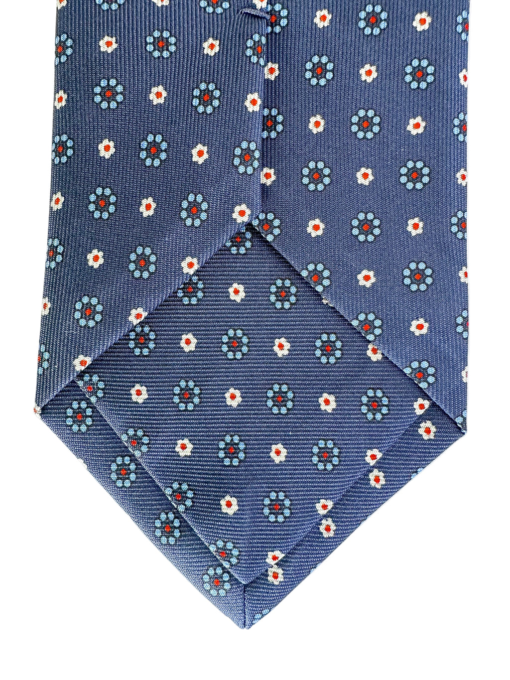 Drake's Marineblaue Seidenkrawatte mit Gänseblümchenmuster
