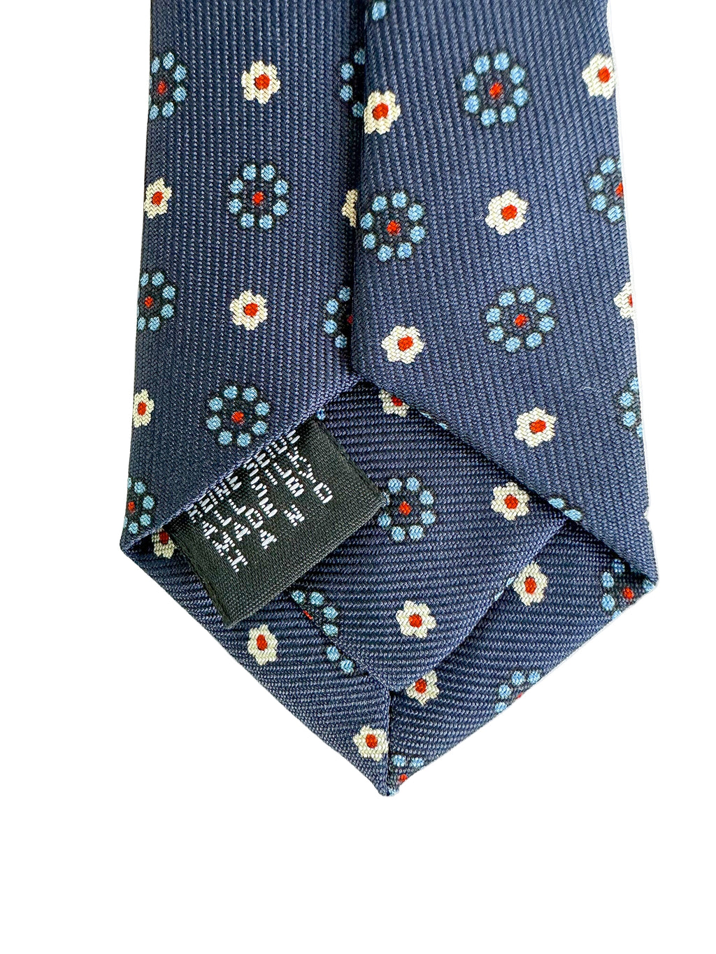 Drake's Marineblaue Seidenkrawatte mit Gänseblümchenmuster