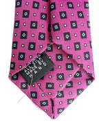 Drake's Pink Navy Diamond Geometric Print Silk Tie