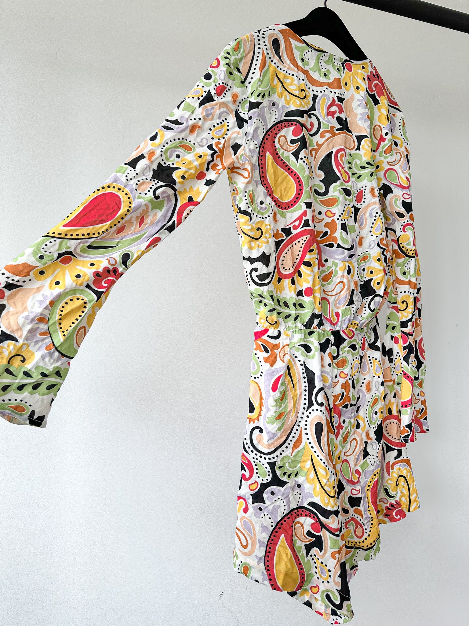 Never Fully Dressed Wrap From Cut-Out Paisley Belle 70s Retro Colourful Playsuit - House Of Huntington