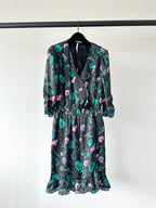 IKKS Floral Print Ruffle Detail Wrap Style Satin Dress - House Of Huntington