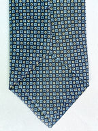 Drake's Geometric Navy Tie With Mustard Blue Floral