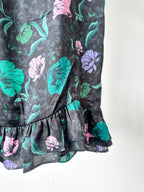 IKKS Floral Print Ruffle Detail Wrap Style Satin Dress - House Of Huntington