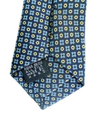 Drake's Geometric Navy Tie With Mustard Blue Floral