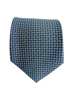 Drake's Geometric Navy Tie With Mustard Blue Floral