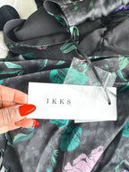 IKKS Floral Print Ruffle Detail Wrap Style Satin Dress - House Of Huntington